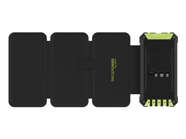 RealPower PB-20000 Solar, 20000 mAh, Langaton lataaminen, musta, Vihreä