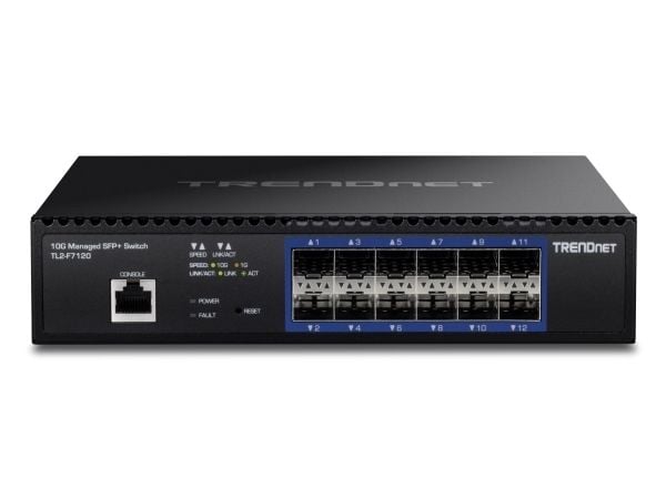 TRENDnet TL2-F7120 - Switch - Styrt - 12 x 10 Gigabit SFP+ - rackmonterbar - TAA-samsvar