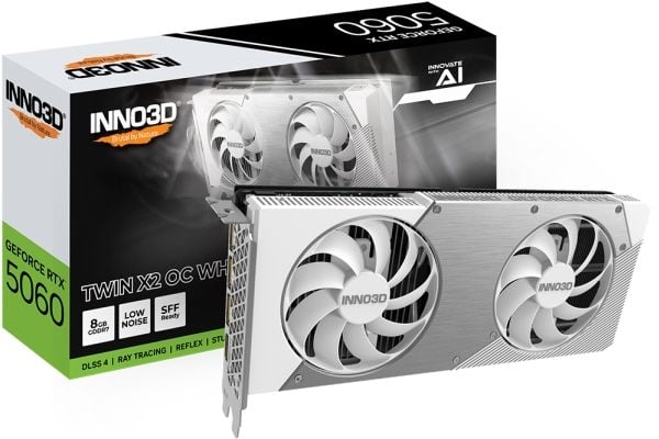 Inno3D GeForce RTX 5060 TWIN X2 OC - Grafikkort - GeForce RTX 5060 - 8 GB GDDR7 - PCI Express 5.0 - HDMI, 3 x DisplayPort - hvit