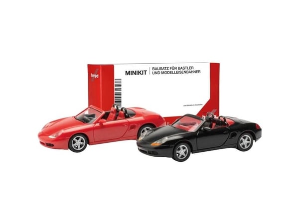 Herpa 013963 H0 personbilmodell Porsche Boxster S rød og svart