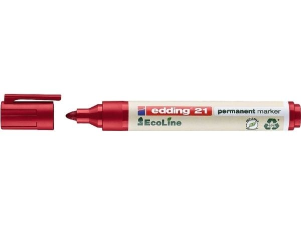 edding EcoLine 21 - Markør - permanent - for glass, metall, plast - rød - 1.5-3 mm