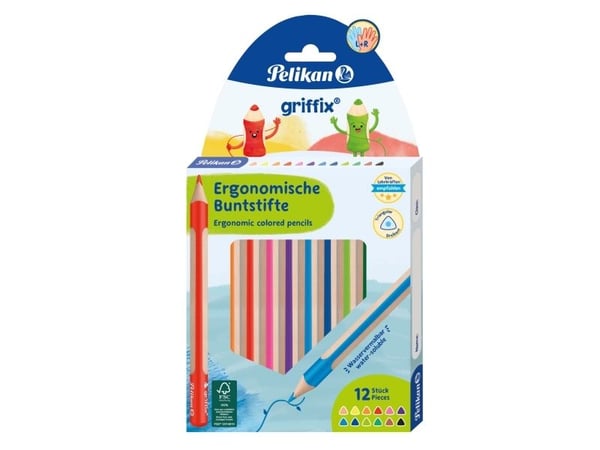 Pelikan 701525, Sort, Blå, Rødme, Brun, Grønn, Lyseblå, Lysegrønn, Oransje, Rosa, Rød, Rosa, Fiolett, Gult, 12 stykker
