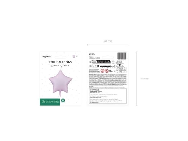 Vaalean violetti tähti foliopallo, 48 cm