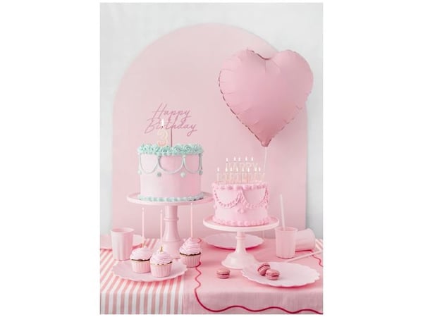 Lys rosa kagepynt Happy Birthday