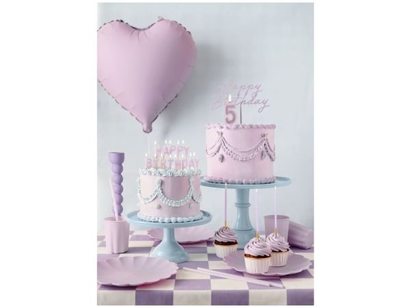 Ljust lila tårtdekoration Happy Birthday