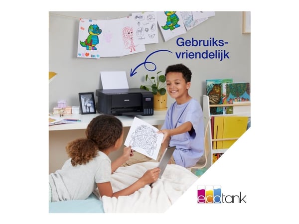 Epson EcoTank ET-2861 - Multifunksjonsskriver - farge - ink-jet - ITS - A4 (medie) - opp til 10 spm (trykking) - 100 ark - Wi-Fi, USB - svart