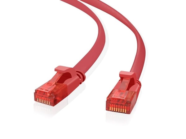 Helos Ultra Slim - Patch-kabel - RJ-45 (M) til RJ-45 (M) - 7,5 m - UTP - CAT 6 - anti-knekkhylse - rød