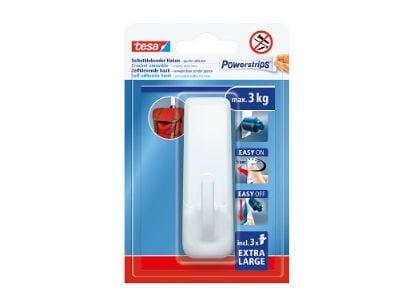 TESA 59029-00000-00, Innendørs, Knagg, Hvit, Polystirol, Limstrimmel, 3 kg
