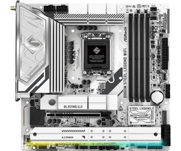 ASRock B860M STEEL LEGEND WIFI - Hovedkort - micro ATX - LGA1851-sokkel - B860 Chipset - USB4, USB-C 3.2 Gen2, USB 3.2 Gen 2, USB 3.2 Gen 1 - 2.5 G...