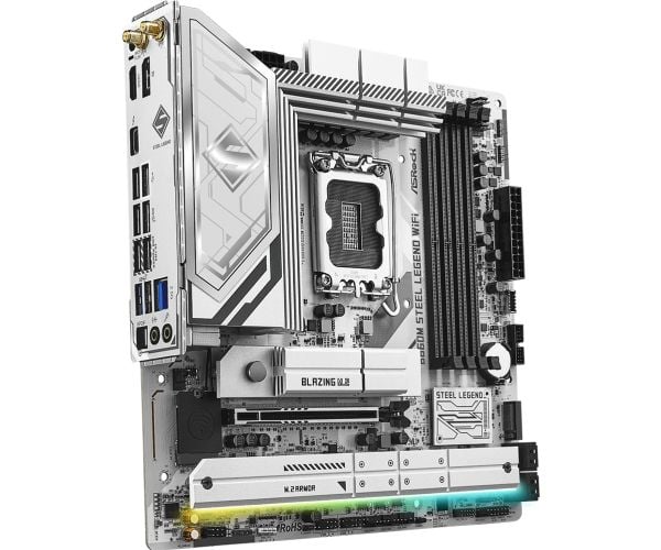 ASRock B860M STEEL LEGEND WIFI - Hovedkort - micro ATX - LGA1851-sokkel - B860 Chipset - USB4, USB-C 3.2 Gen2, USB 3.2 Gen 2, USB 3.2 Gen 1 - 2.5 G...