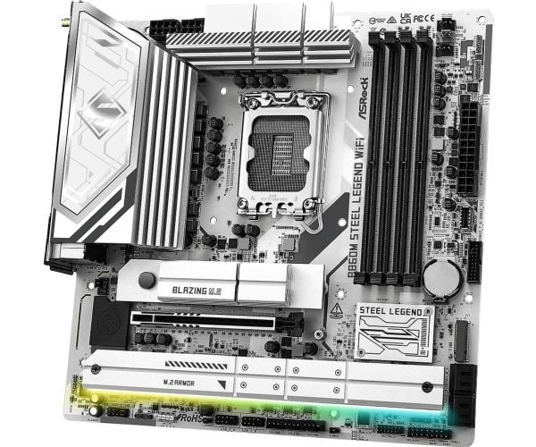 ASRock B860M STEEL LEGEND WIFI - Hovedkort - micro ATX - LGA1851-sokkel - B860 Chipset - USB4, USB-C 3.2 Gen2, USB 3.2 Gen 2, USB 3.2 Gen 1 - 2.5 G...