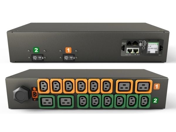 Vertiv Geist MG05M2R1-16PB43-3PS6B2H10-S, Overvåket, 0U, Enkelfaset, Horisontal, Sort, LED