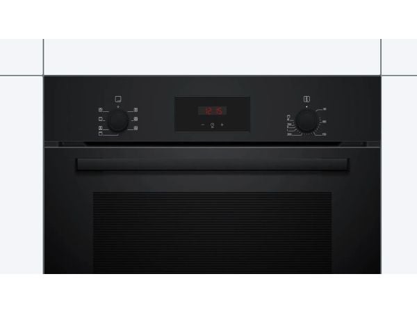 Bosch Serie | 2 HBF133BA1 - Ovn - innebygd - fordypning - bredde: 56 cm - dybde: 55 cm - høyde: 57.5 cm - med selvrens - Klasse A - svart