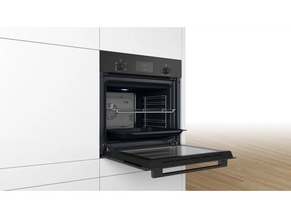 Bosch Serie | 2 HBF133BA1 - Ovn - innebygd - fordypning - bredde: 56 cm - dybde: 55 cm - høyde: 57.5 cm - med selvrens - Klasse A - svart