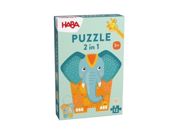 HABA Puzzle 2-in-1 – Elephant, 12 kpl, Eläimet, 3 vuosi/vuosia