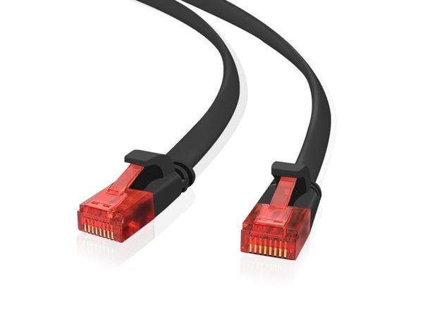 Helos Ultra Slim - Patch-kabel - RJ-45 (M) til RJ-45 (M) - 20 m - UTP - formet, krokløs, flat - svart