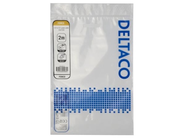 Virtajohto DELTACO IEC C20 - IEC C21 Hightemp, musta, 2m / 1902011