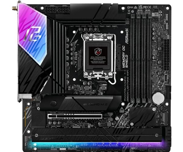 ASRock Phantom Gaming B860M LIGHTNING WIFI - Hovedkort - micro ATX - LGA1851-sokkel - B860 Chipset - USB4, USB-C 3.2 Gen2, USB 3.2 Gen 2, USB 3.2 G...