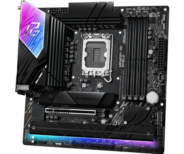 ASRock Phantom Gaming B860M LIGHTNING WIFI - Hovedkort - micro ATX - LGA1851-sokkel - B860 Chipset - USB4, USB-C 3.2 Gen2, USB 3.2 Gen 2, USB 3.2 G...