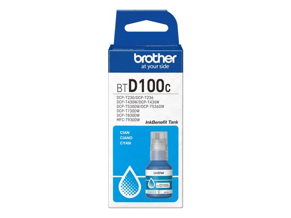 Brother BTD100C - 48.8 ml - høykapasitets - cyan - original - hengeboks - blekkrefill - for Brother DCP-T530DW, DCP-T730DW, MFC-T930DW