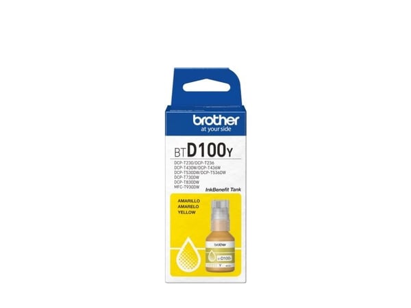 Brother BTD100Y - 48.8 ml - høykapasitets - gul - original - hengeboks - blekkrefill - for Brother DCP-T530DW, DCP-T730DW, MFC-T930DW