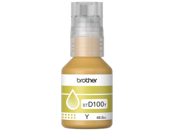 Brother BTD100Y - 48.8 ml - høykapasitets - gul - original - hengeboks - blekkrefill - for Brother DCP-T530DW, DCP-T730DW, MFC-T930DW