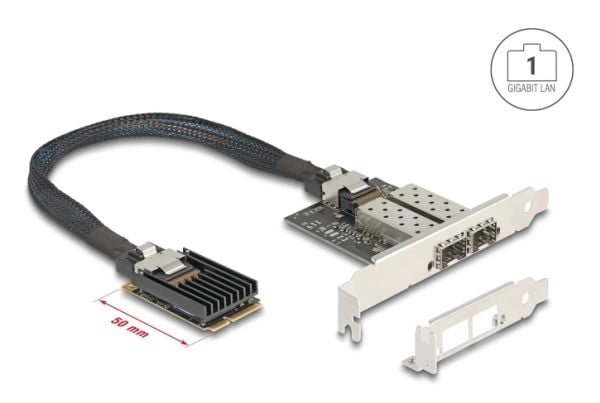 Delock - Nettverksadapter - PCIe Mini Card lav profil - Gigabit SFP x 2