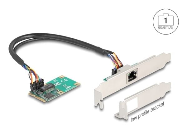 Delock - Nettverksadapter - PCIe Mini Card lav profil - Gigabit Ethernet x 1