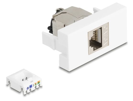 Delock Easy 45 -moduuli RJ45-pistorasiaan LSA Cat.6A STP:hen lukitusklipsillä ja kaapelisiteellä ilmaiseksi