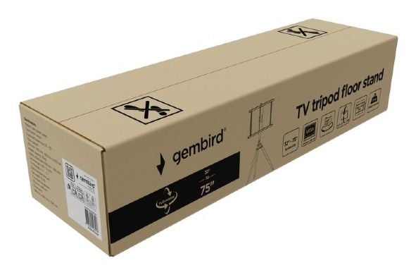 Gembird TVS-75ST-01, 200 x 200 mm, 600 x 400 mm, -5 - 3°, -20 - 180°, Bøketre, Plast, Stål, Sort, Tre