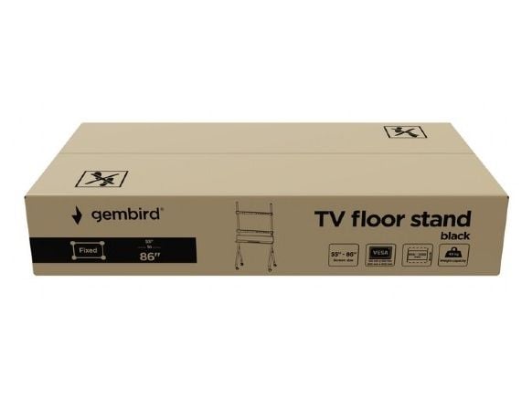 Gembird - Vogn - fast - for TV - stål, plastikk, sponplate - svart - skjermstørrelse: 55"-86"