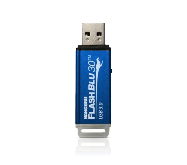 iStorage Kanguru FlashBlu30 with Physical Write Protect Switch SuperSpeed USB3.0 Flash Drive, 64 GB, 10 g, Blue