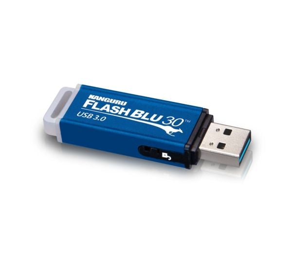 iStorage Kanguru FlashBlu30 with Physical Write Protect Switch SuperSpeed USB3.0 Flash Drive, 64 GB, 10 g, Blue