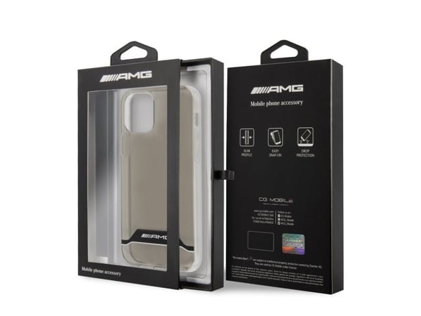 Mercedes Benz Apple iPhone 12 / 12 Pro Mercedes AMG-deksel Electroplate Black&White (AMHCP12MTCBW) gjennomsiktig