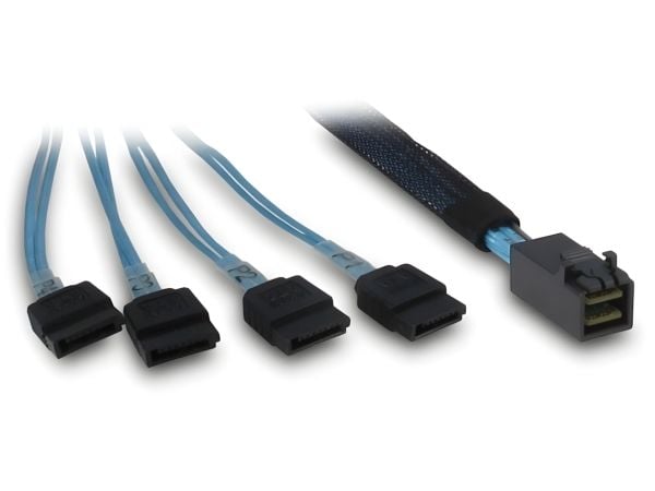 Inter-Tech kaapeli Ice SFF 8643 - 4x SATA/SAS - 0.7m Crossover