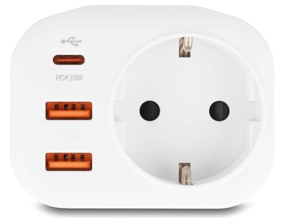 DeLOCK 11498, Tyyppi E/F hybridi, Tyyppi F, 250 V, 50 Hz, 16 A, Valkoinen
