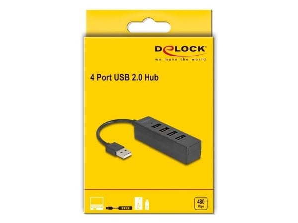 Delock - Hubb - Typ A - 4 x USB 2.0 - skrivbordsmodell