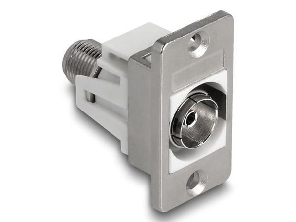 Delock Panel Mount IEC-pistorasia F-pistorasiaan hopea / valkoinen
