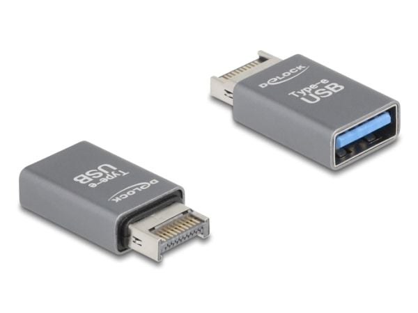 Delock - USB-adapter - 20 pin USB Type E (hann) Key A til USB-type A (hunn) - 5 V - 3 A - up to 10 Gbps data transfer rate - grå