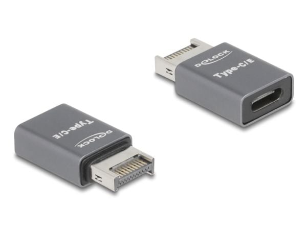 Delock - USB-adapter - 20 pin USB Type E (hann) Key A til USB-C (hunn) - 20 V - 3 A - up to 10 Gbps data transfer rate - grå