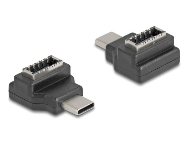 Delock - USB-adapter - USB-C (hane) till 20 pin USB Typ E (hona) Tangent A, vinkelställd - 20 V - 3 A - upp till 10 Gbps dataöverföringshastighet -...