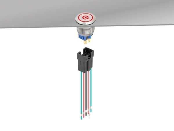 Delock - Push button wiring harness - 6-pin (hunn) til uisolert tråd - AC 230 V - 3 A - 15 cm - flertrådet - svart