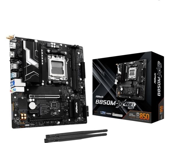 ASRock B850M-X WIFI R2.0 - Hovedkort - micro ATX - Socket AM5 - AMD B850 Chipset - USB-C 3.2 Gen 1, USB 3.2 Gen 1 - 2.5 Gigabit LAN, Wi-Fi 6E, Blue...