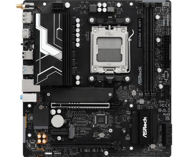 ASRock B850M-X WIFI R2.0 - Hovedkort - micro ATX - Socket AM5 - AMD B850 Chipset - USB-C 3.2 Gen 1, USB 3.2 Gen 1 - 2.5 Gigabit LAN, Wi-Fi 6E, Blue...