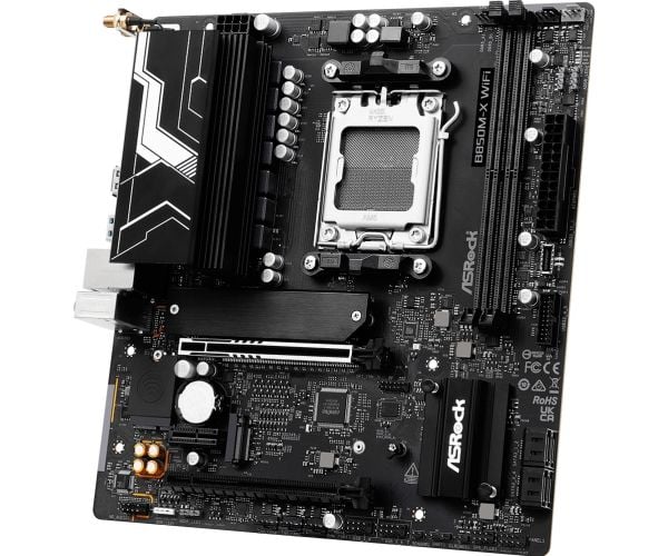 ASRock B850M-X WIFI R2.0 - Hovedkort - micro ATX - Socket AM5 - AMD B850 Chipset - USB-C 3.2 Gen 1, USB 3.2 Gen 1 - 2.5 Gigabit LAN, Wi-Fi 6E, Blue...