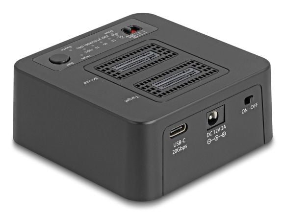 Delock - SSD-dokkestasjon - clone and erase function - brønner: 2 - M.2 - M.2 NVMe Card / PCIe (NVMe) - USB-C 3.2 (Gen 2) - svart