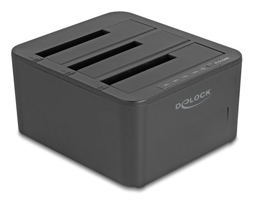 Delock - HDD / SSD-dokkestasjon - 1:2 clone function - brønner: 3 - 2,5" / 3,5" delt - SATA 6Gb/s - USB - svart