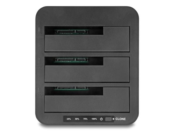 Delock - HDD / SSD-dokkestasjon - 1:2 clone function - brønner: 3 - 2,5" / 3,5" delt - SATA 6Gb/s - USB - svart