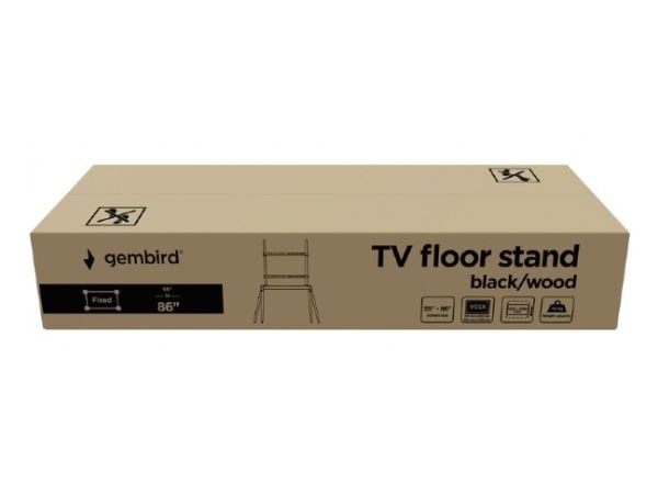 Gembird - Stativ - for TV - stål, plastikk, bjørk, SPCC - black/wood - skjermstørrelse: 55"-86" - plassering på gulv