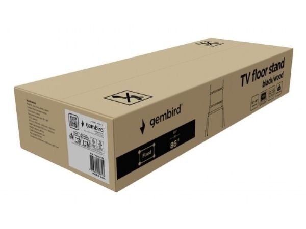 Gembird - Stativ - for TV - stål, plastikk, bjørk, SPCC - black/wood - skjermstørrelse: 55"-86" - plassering på gulv